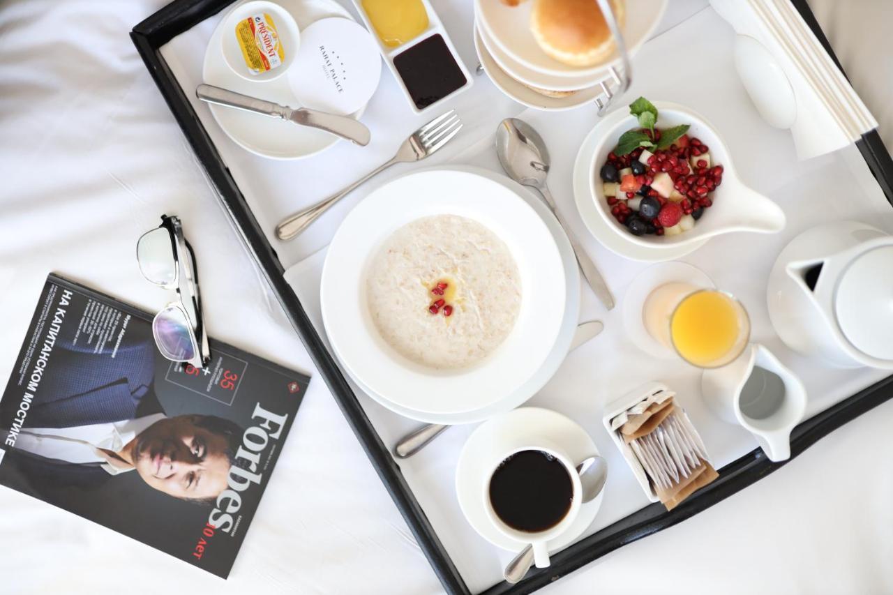 Rahat Palace Hotel Almaty Bagian luar foto Room service breakfast